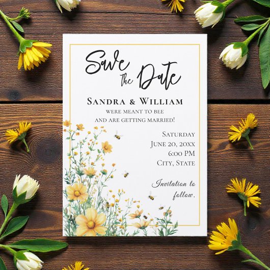 Meant to Bee Rustic Save the Date Kaart