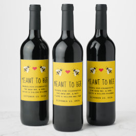 Meant to bee Wedding Favor Label Wijn Etiket