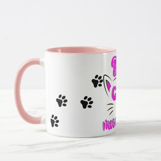 Meat Meow Maman Meow Empreinte de patte Café Mug (Gauche)