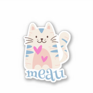 Meau I Love Cats Sticker