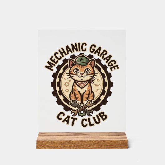 Mécanicien Garage Chat POD Vector Art - Mécanicien (Recto)