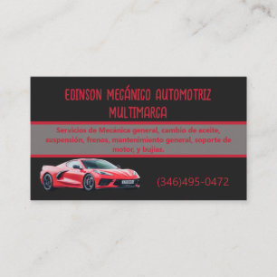Mecánico Automotriz Tarjetas Rojo Negro Visitekaartje