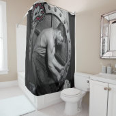 Mécanique homme noir rideau de douche (En situation)