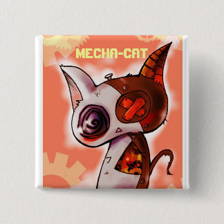 Mecha-Cat Pink Vierkante Button 5,1 Cm