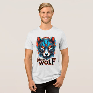 Mecha Wolf Head – Futuristic Cyberpunk Wolf Design Tri-Blend Shirt