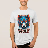 Mecha Wolf Head – Futuristic Cyberpunk Wolf Design Tri-Blend Shirt (Voorkant)