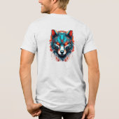 Mecha Wolf Head – Futuristic Cyberpunk Wolf Design Tri-Blend Shirt (Achterkant)