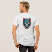 Mecha Wolf Head – Futuristic Cyberpunk Wolf Design Tri-Blend Shirt (Voorkant)