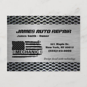 Mechanic Amerikaanse vlag auto reparatie bedrijf Briefkaart