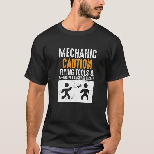 Mechanic Caution Flying Tools  Engineer Mechanic T-shirt (Voorkant)