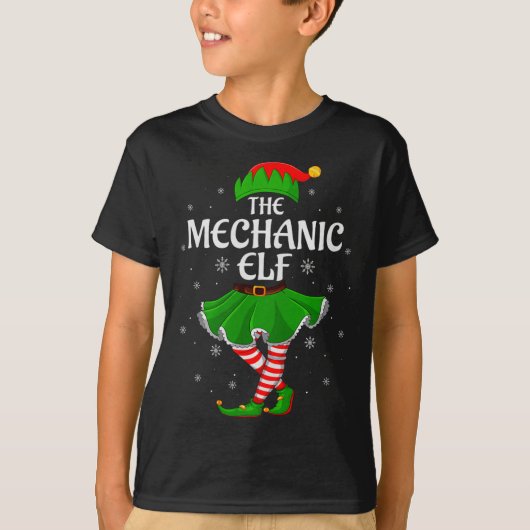 Mechanic Elf Christmas Family Girls Women Elf Squa T-shirt (Voorkant)