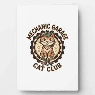 Mechanic Garage Kat POD Vector Kunst - Mechanic Ga Fotoplaat