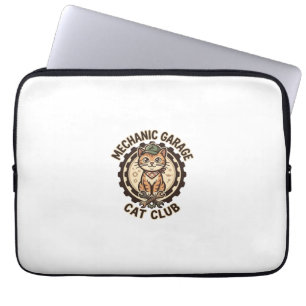 Mechanic Garage Kat POD Vector Kunst - Mechanic Ga Laptop Sleeve