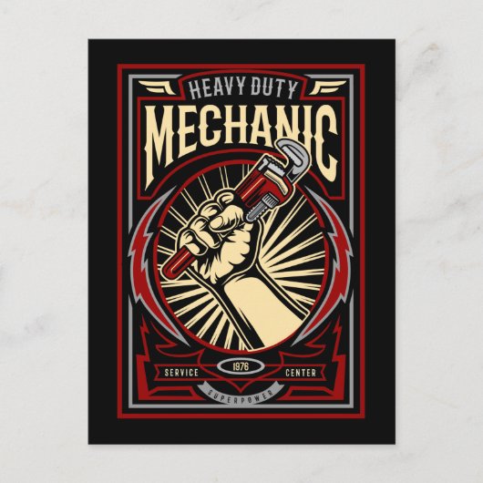 Mechanic Garage Mancave Briefkaart (Voorkant)