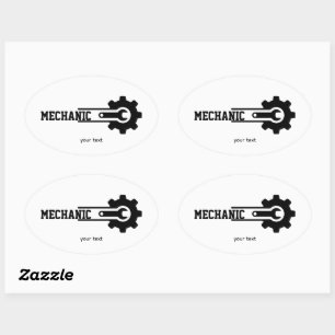 Mechanic Gear Logo – Auto & Werkplaats Ontwerp Ovale Sticker
