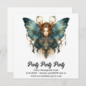 Mechanic Hairstrena Vlinder Steampunk Bruiloft Aankondiging (Voorkant / Achterkant)