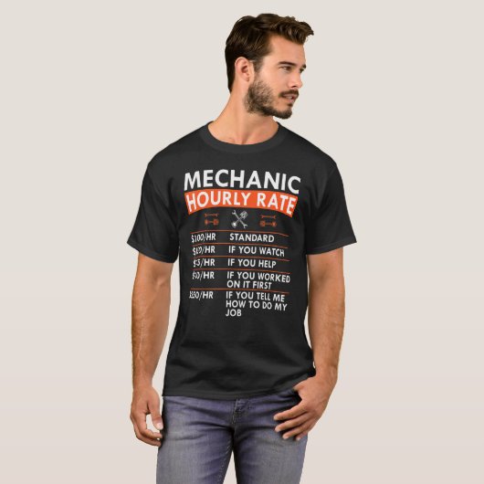Mechanic Hourly Rate Wimpon Garage Labor Ra T-shirt (Voorkant volledig)