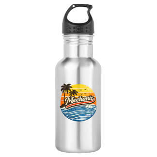 Mechanic Retro Zonsondergang Design Waterfles