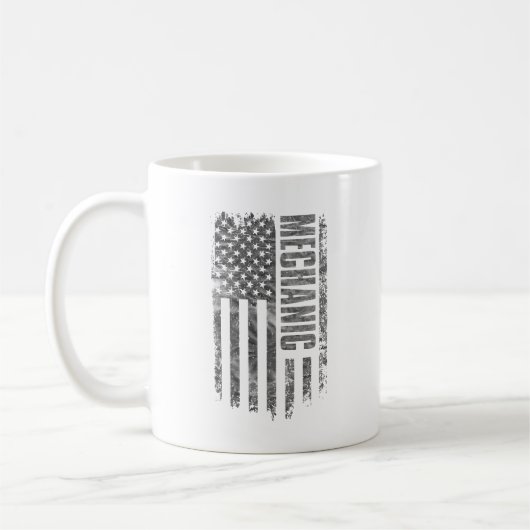 Mechanic USA Flag Distressed design Koffiemok (Links)