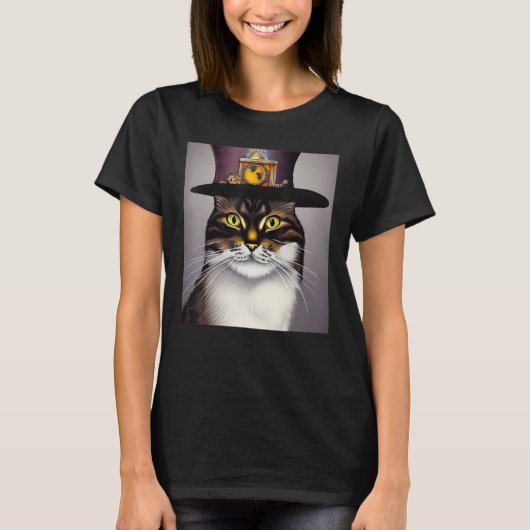 Mechanical Cat Ingenuity Unleash Steampunk AI Cat  T-shirt (Voorkant)