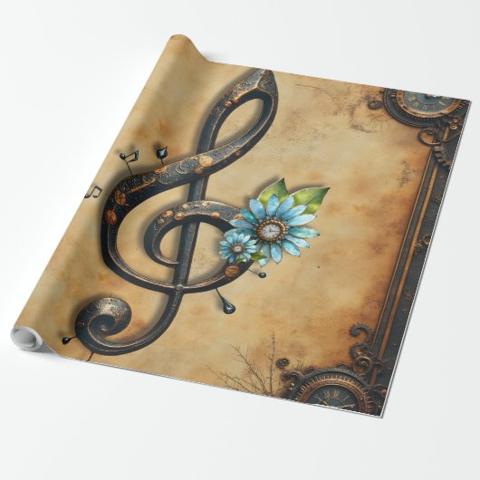 Mechanical  clef  cadeaupapier (Uitgerold)