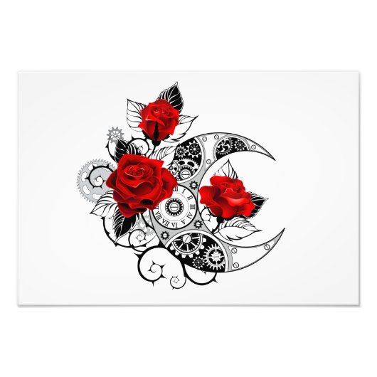 Mechanical Crescent with Red Roses Foto Afdruk (Voorkant)