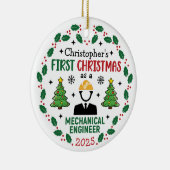 Mechanical Engineer Eerste Kerstdag Gepersonalisee Keramisch Ornament (Rechts)