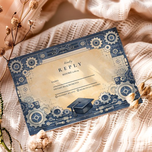 Mechanical Engineer Graduation RSVP Kaartje