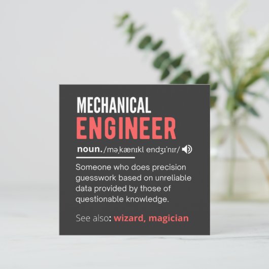 Mechanical ENGINEER Kaart (Staand voorkant)