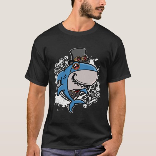 Mechanical Victorian Steampunk Shark T-shirt (Voorkant)