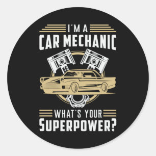 Mechanics Auto Mechanic Superpower Grappig cadeau Ronde Sticker