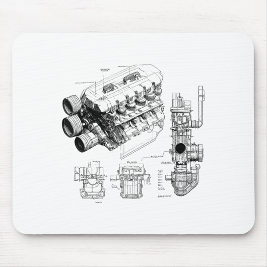 Mechanics Car Enthusiast Men Engine Eces Muismat (Voorkant)