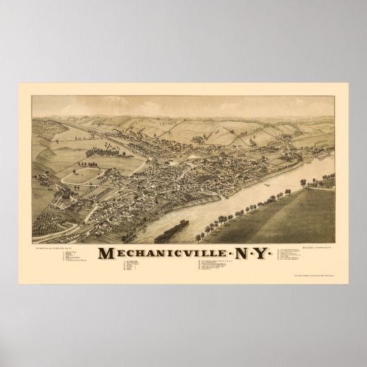 Mechanicville, NY Panoramic Map - 1885 Poster (Voorkant)