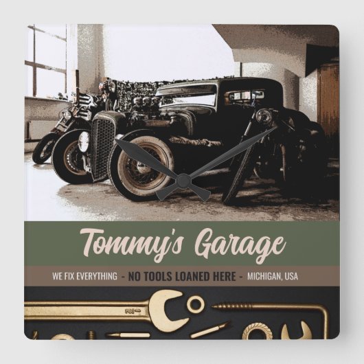 Mechanisch aangepaste motorfiets vierkante klok (Voorkant)