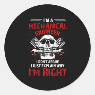 Mechanisch ben ik een mechanisch ingenieur ronde sticker