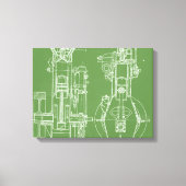 MECHANISCH  BLUEPRINT WHITE CUSTOM CANVAS AFDRUK (Voorkant)