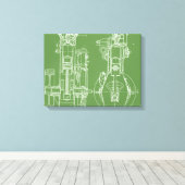 MECHANISCH  BLUEPRINT WHITE CUSTOM CANVAS AFDRUK (Insitu (Houten vloer))