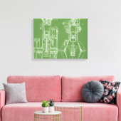 MECHANISCH  BLUEPRINT WHITE CUSTOM CANVAS AFDRUK (Insitu (Woonkamer))