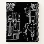 MECHANISCH  BLUEPRINT WHITE CUSTOM NOTITIEBOEK (Achterkant)