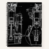 MECHANISCH  BLUEPRINT WHITE CUSTOM NOTITIEBOEK (Voorkant)