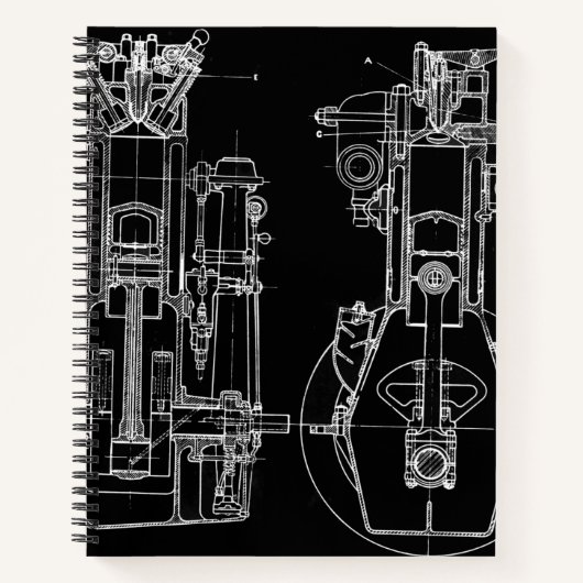 MECHANISCH  BLUEPRINT WHITE CUSTOM NOTITIEBOEK (Voorkant)