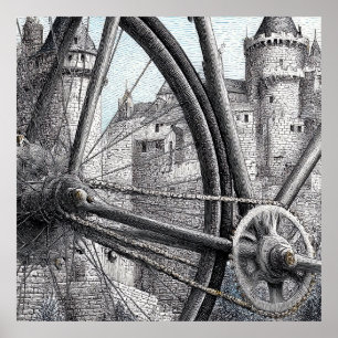 Mechanisch contrast: fietsonderdelen in de Middele Poster