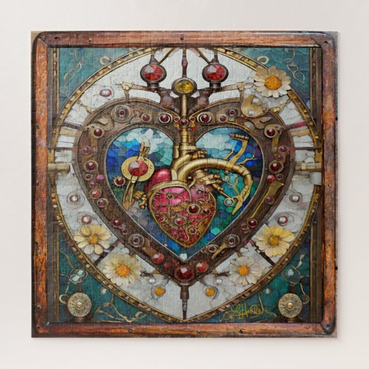 Mechanisch Hart Anatomische Steampunk Keramische T Legpuzzel (Verticaal)