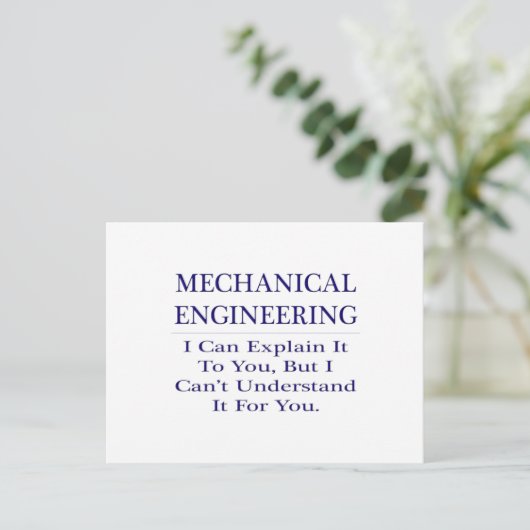 Mechanisch ingenieur Joke .. Leg uit dat u het nie Briefkaart (Staand voorkant)