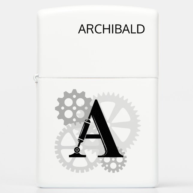  mechanisch monogram. Initiaal "A" (Voorkant)