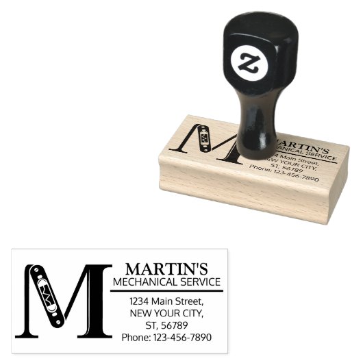 mechanisch monogram. Initiaal "M" Rubberstempel (Gestempeld)