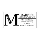 mechanisch monogram. Initiaal "M" Rubberstempel (Afrduk)