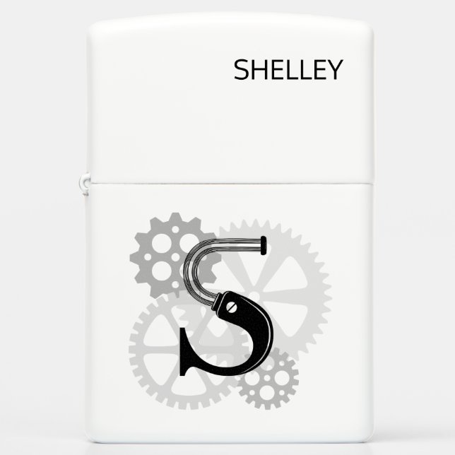  mechanisch monogram. Initiaal "S" (Voorkant)