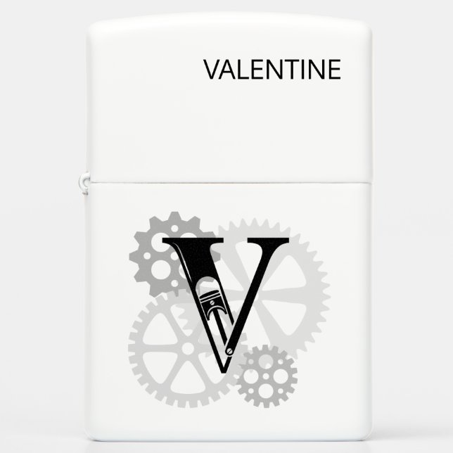  mechanisch monogram. Initiaal "V" (Voorkant)