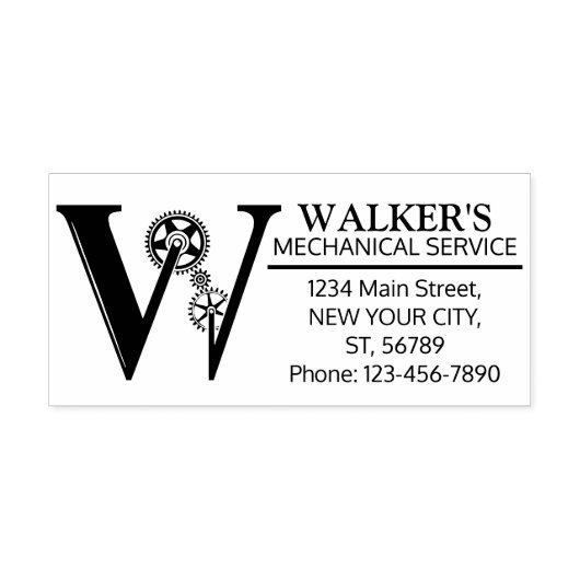 mechanisch monogram. INITIAAL W Rubberstempel (Afrduk)